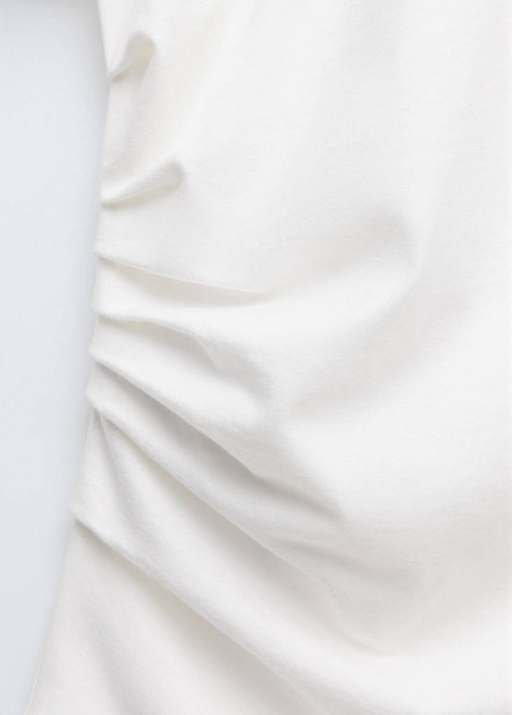 Gathered cotton t-shirt — White