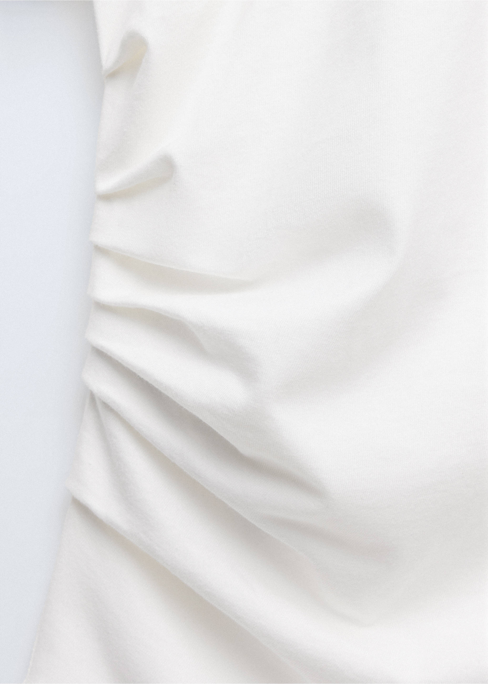 Ruched cotton T-shirt - Details of the article 0, White. Ref: 37016018-00.