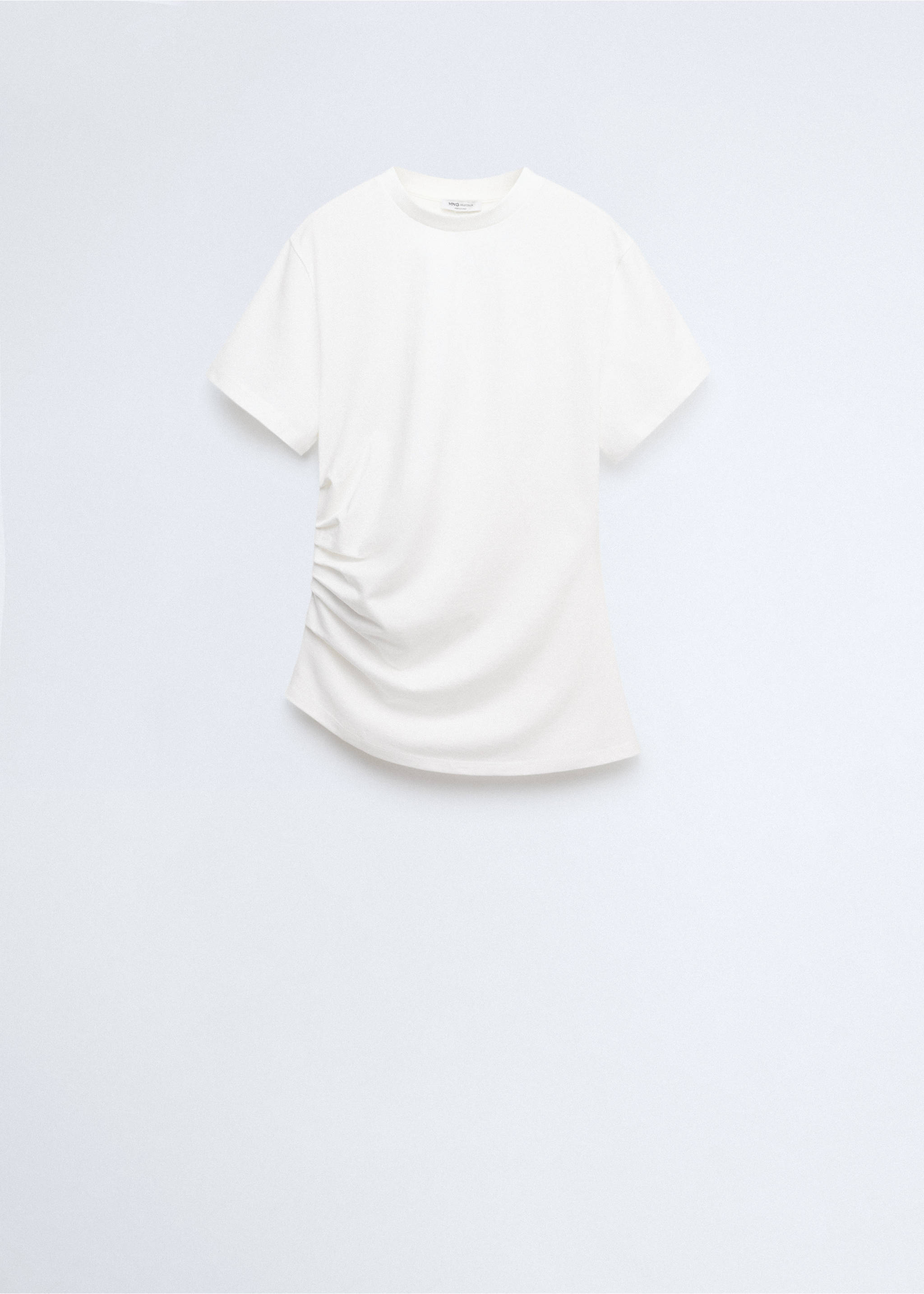 Ruched cotton T-shirt - Article without model, White. Ref: 37016018-00.