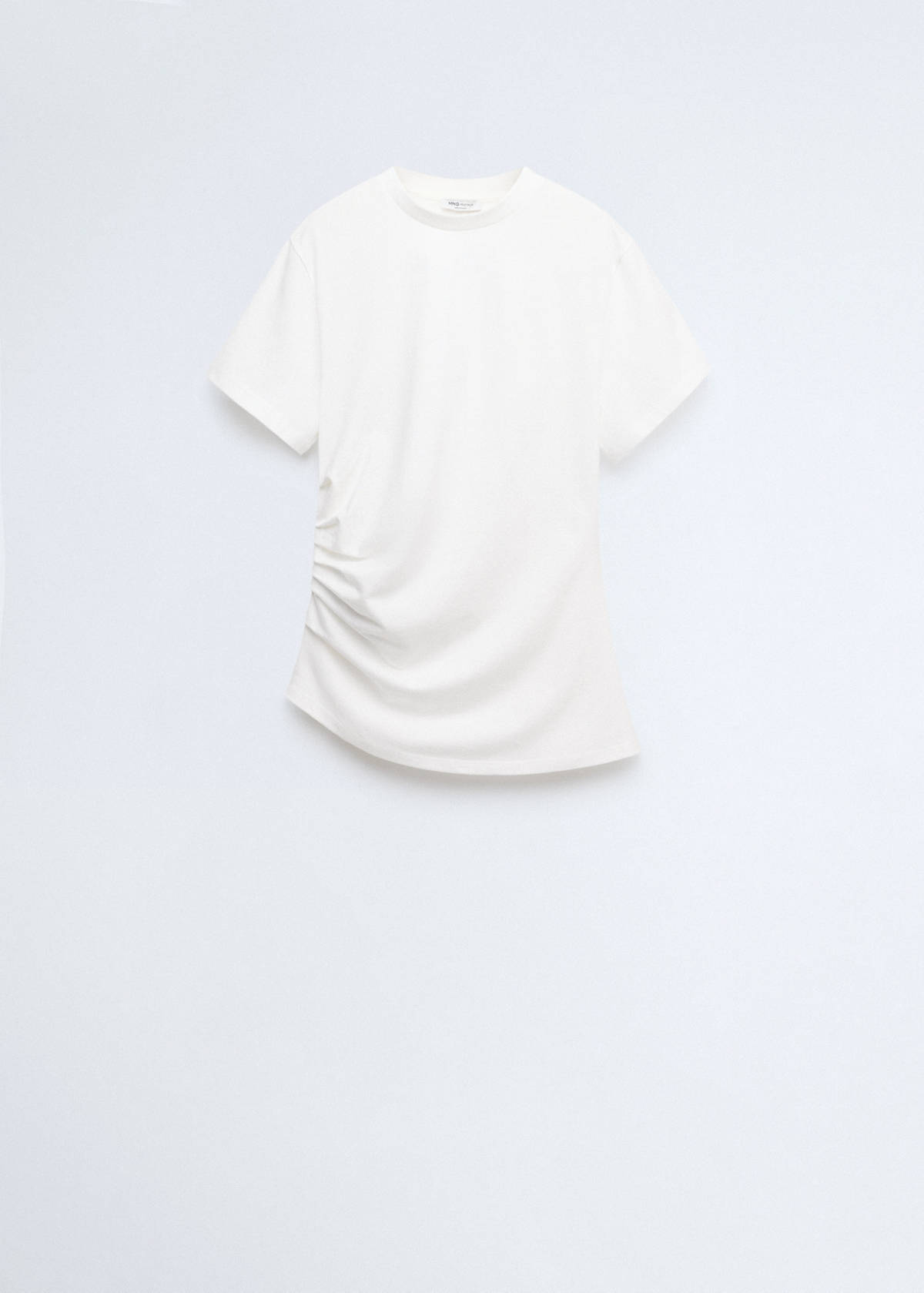Gathered cotton t-shirt — White