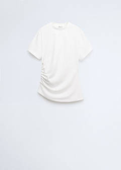 Gathered cotton t-shirt — White 5