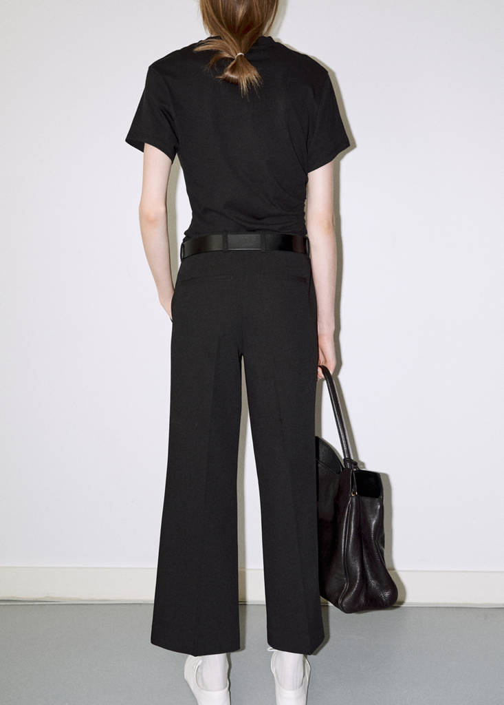 Gathered cotton t-shirt — Black