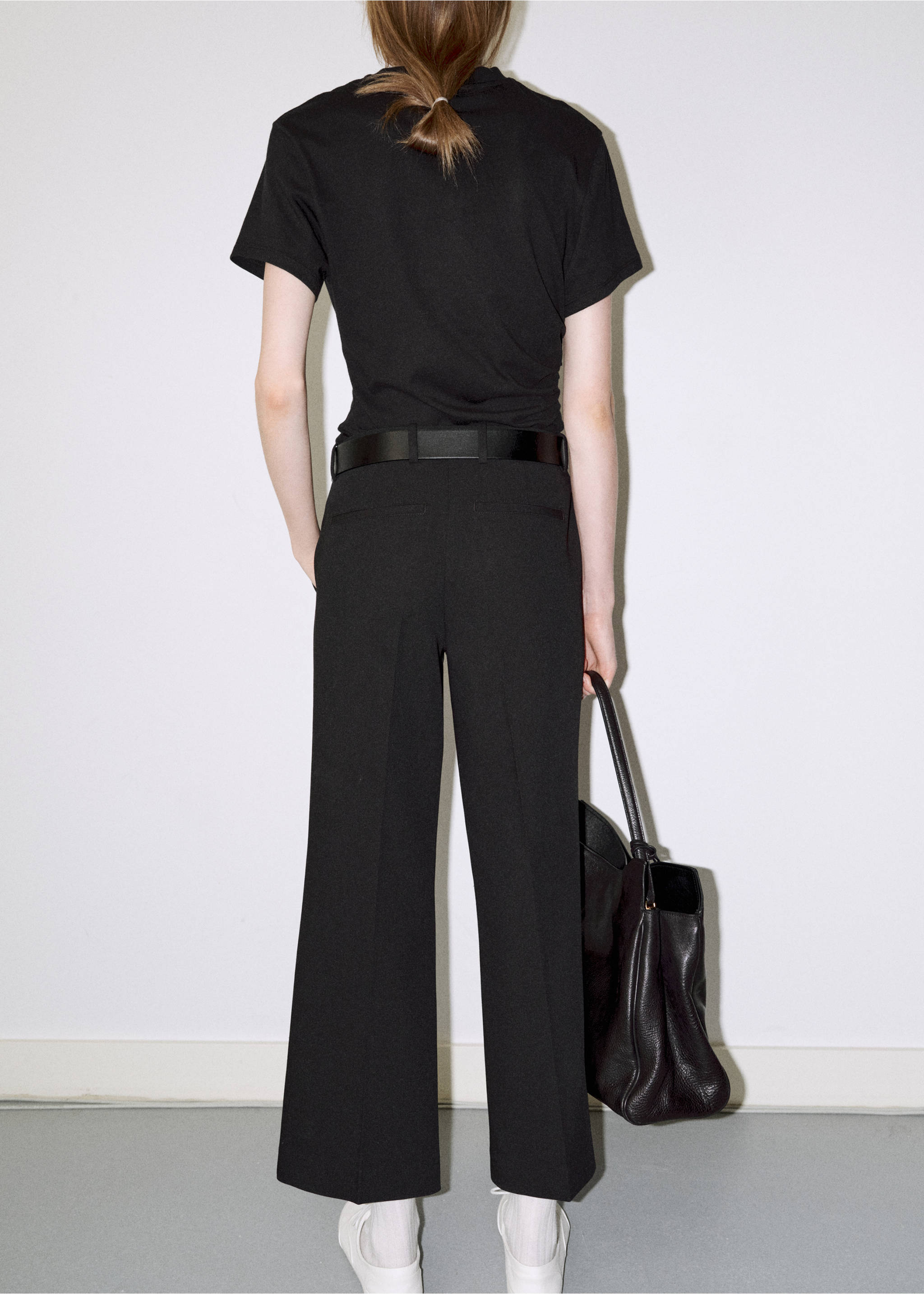 Gathered cotton t-shirt - Reverse of the article, Black. Ref: 37016018-00.