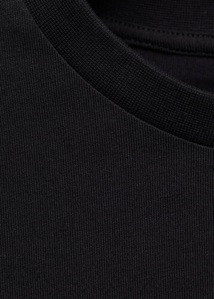 Gathered cotton t-shirt — Black