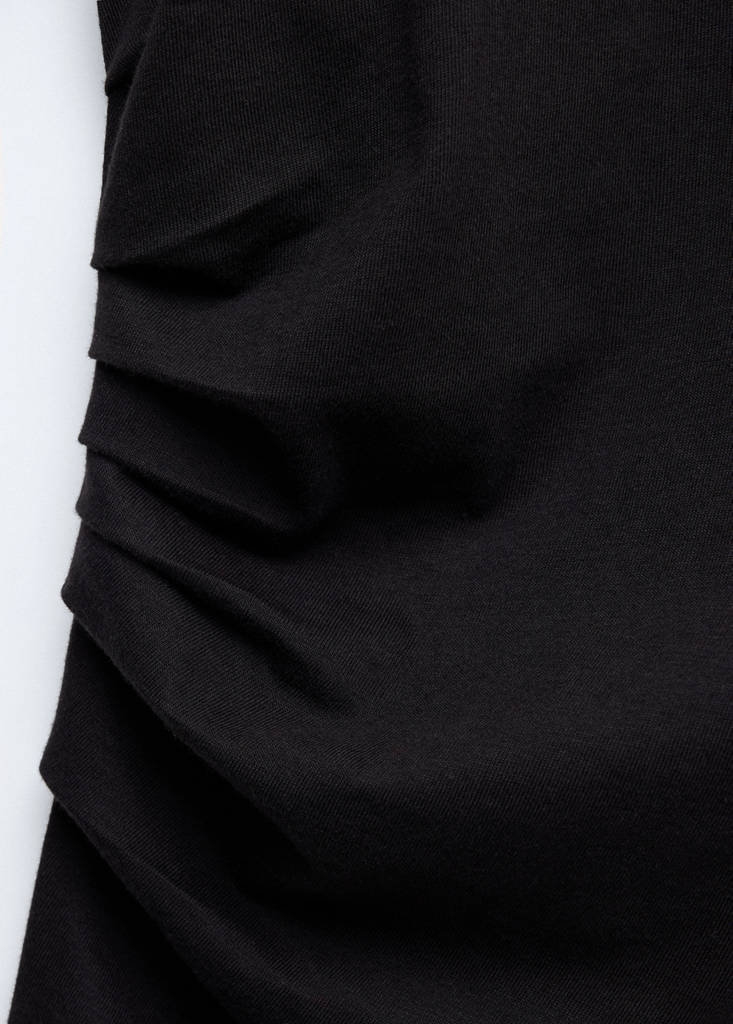Gathered cotton t-shirt — Black