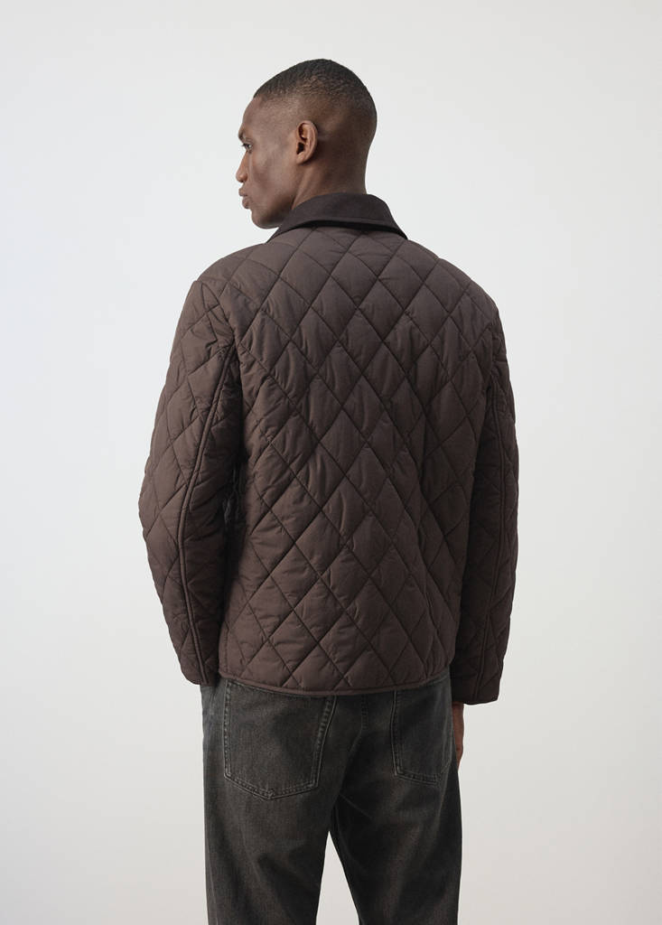 Quilted water repellent jacket — Brown