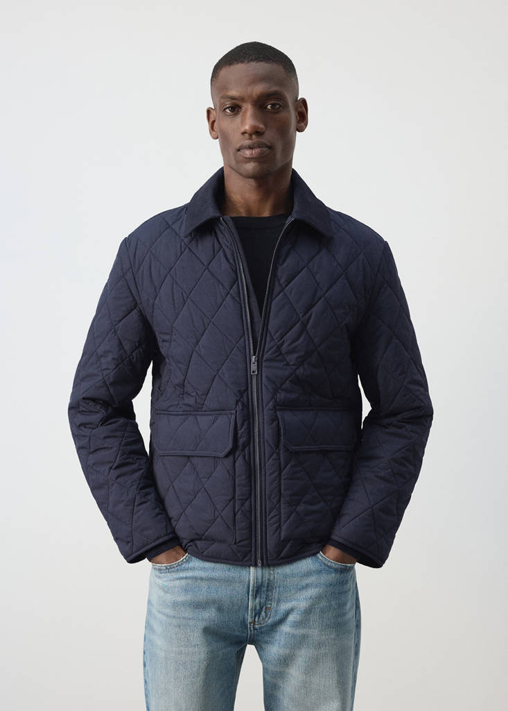 Quilted water repellent jacket — Night Blue