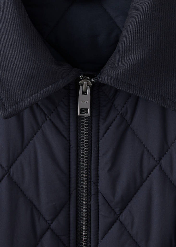 Quilted water repellent jacket — Night Blue