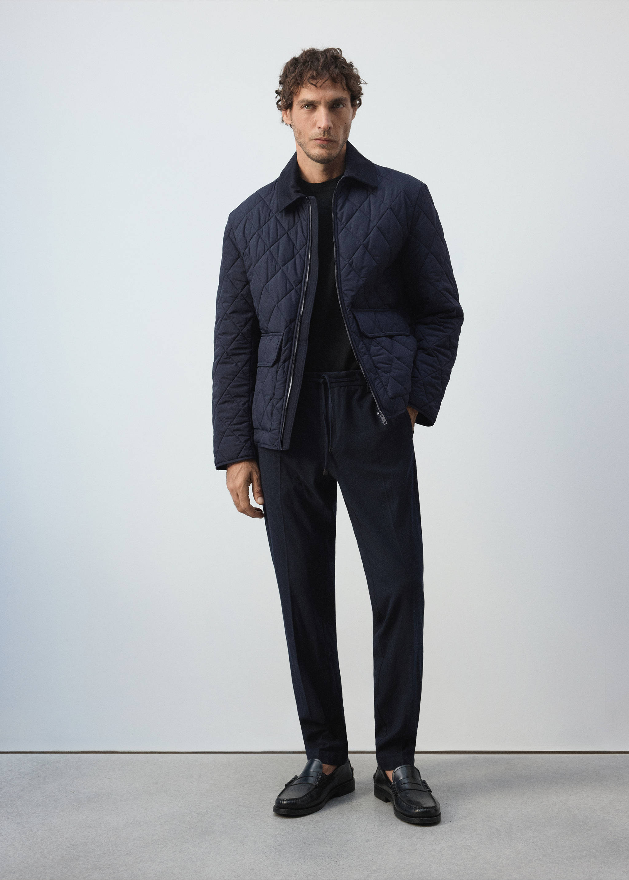 Quilted water repellent jacket - General plane, Night Blue. Ref: 37016322-01.