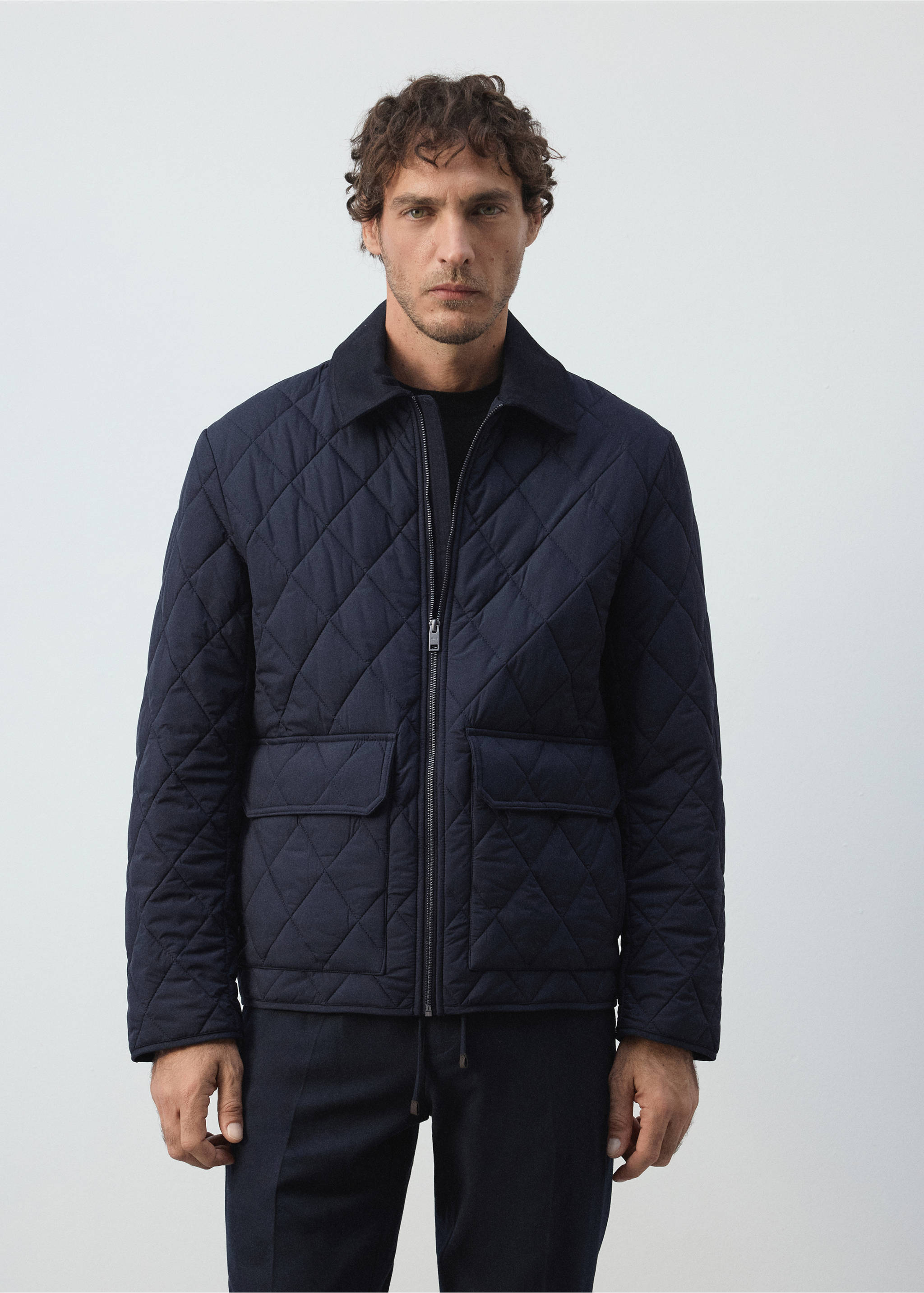 Quilted water repellent jacket - Medium plane, Night Blue. Ref: 37016322-01.