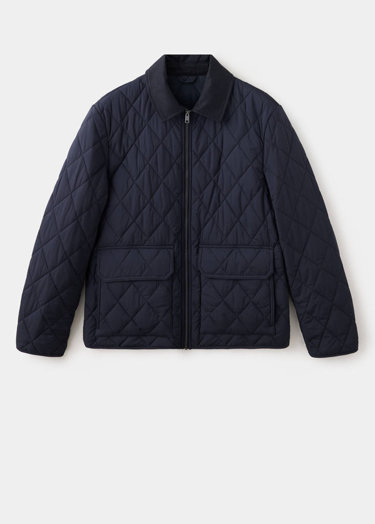 Quilted water repellent jacket — Night Blue