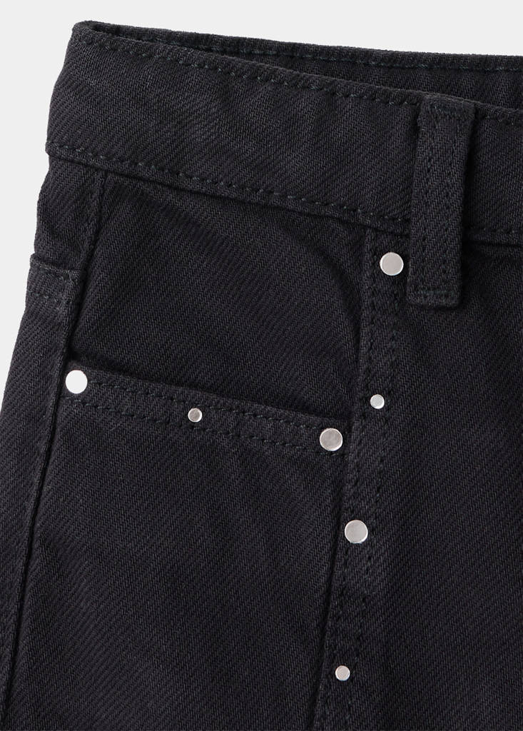 Straight-leg jeans with stud details — Black denim