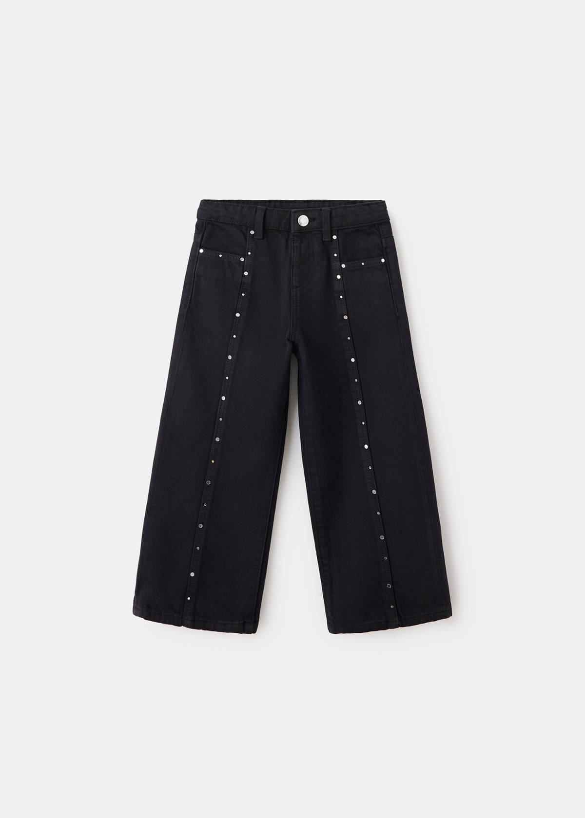 Straight-leg jeans with stud details — Black denim