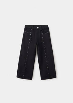 Straight-leg jeans with stud details — Black denim 1