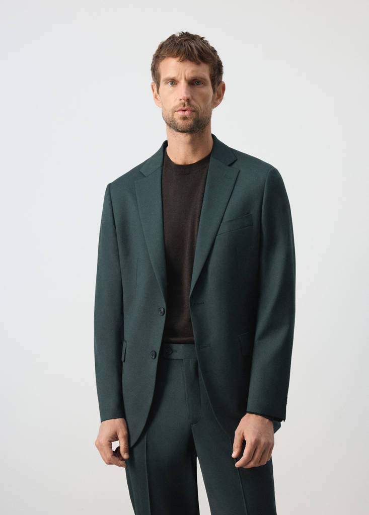 Turin 100% virgin wool suit jacket — Dark Green