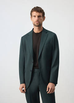 Turin suit jacket, 100% virgin wool, slim fit — Dark Green 1