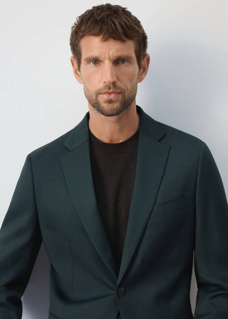 Turin 100% virgin wool suit jacket — Dark Green
