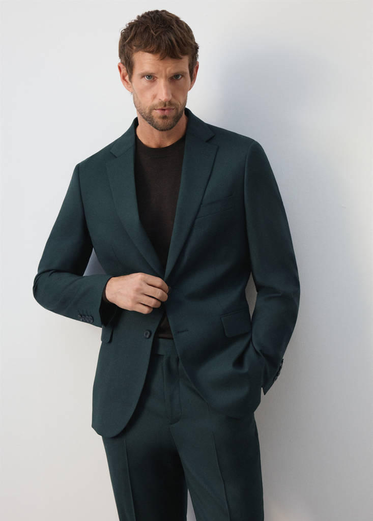 Turin 100% virgin wool suit jacket — Dark Green