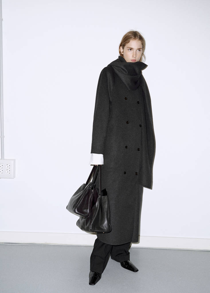 Wool coat with detachable scarf — Dark Heather Grey