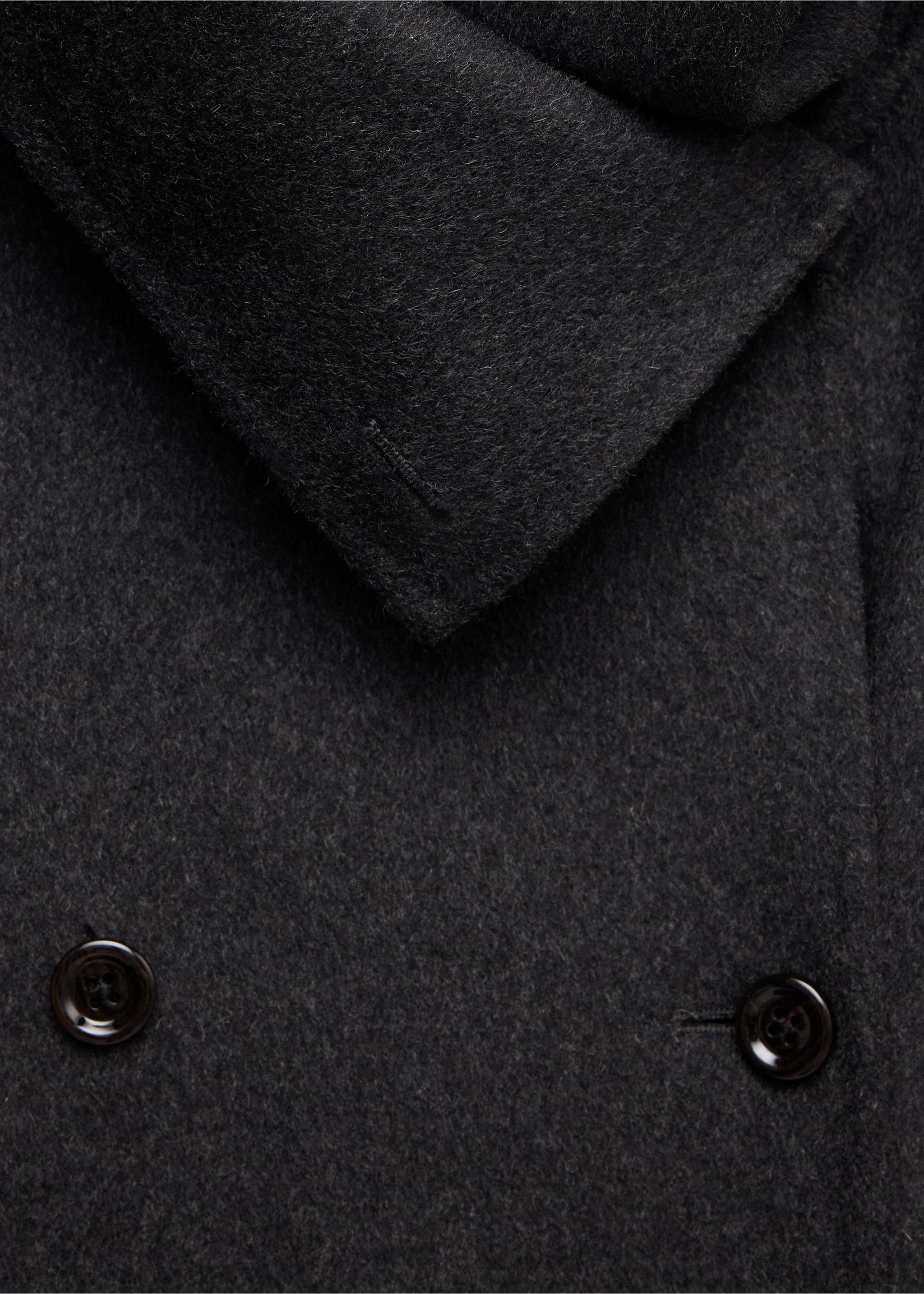 Wool coat with detachable scarf - Details of the article 8, Dark Heather Grey. Ref: 37016328-00.