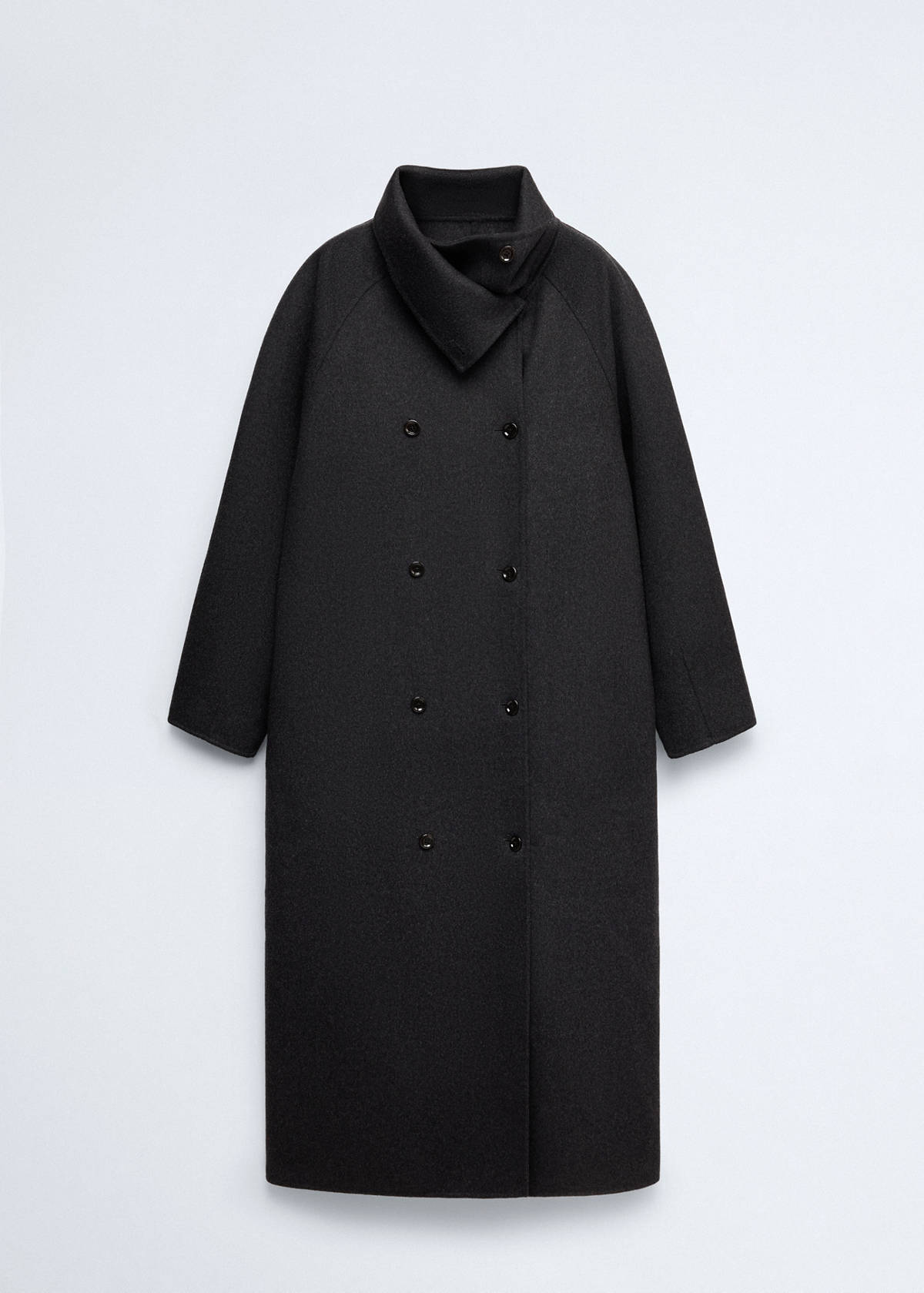 Wool coat with detachable scarf — Dark Heather Grey