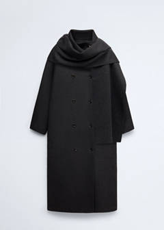 Wool coat with detachable scarf — Dark Heather Grey 5