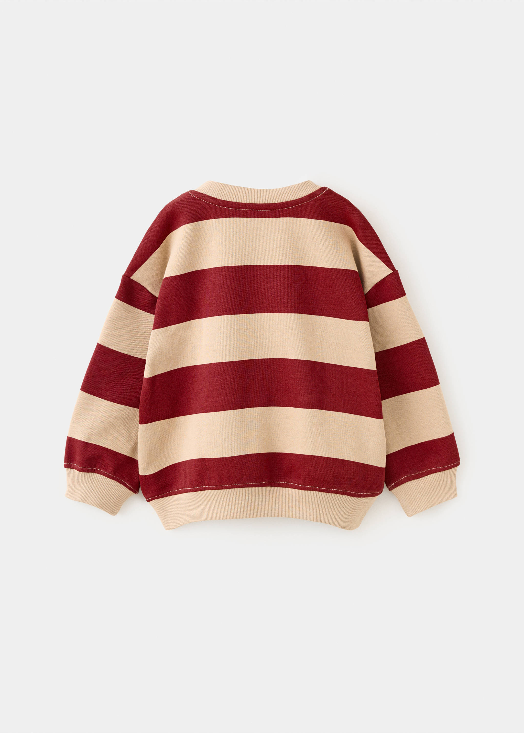 Striped sweatshirt with embroidered patch - Reverse of the article, Tobacco Brown. Ref: 37016333-00.