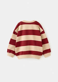 Striped sweatshirt with embroidered patch — Tobacco Brown 4