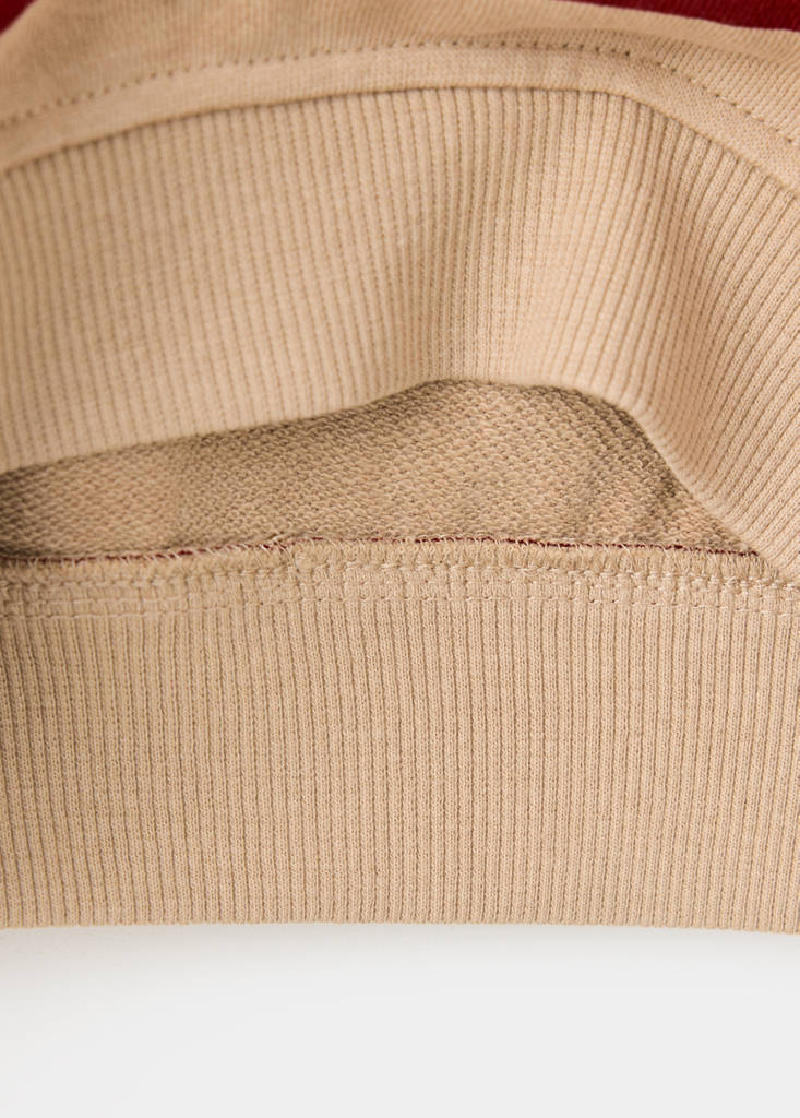 Striped sweatshirt with embroidered patch — Tobacco Brown