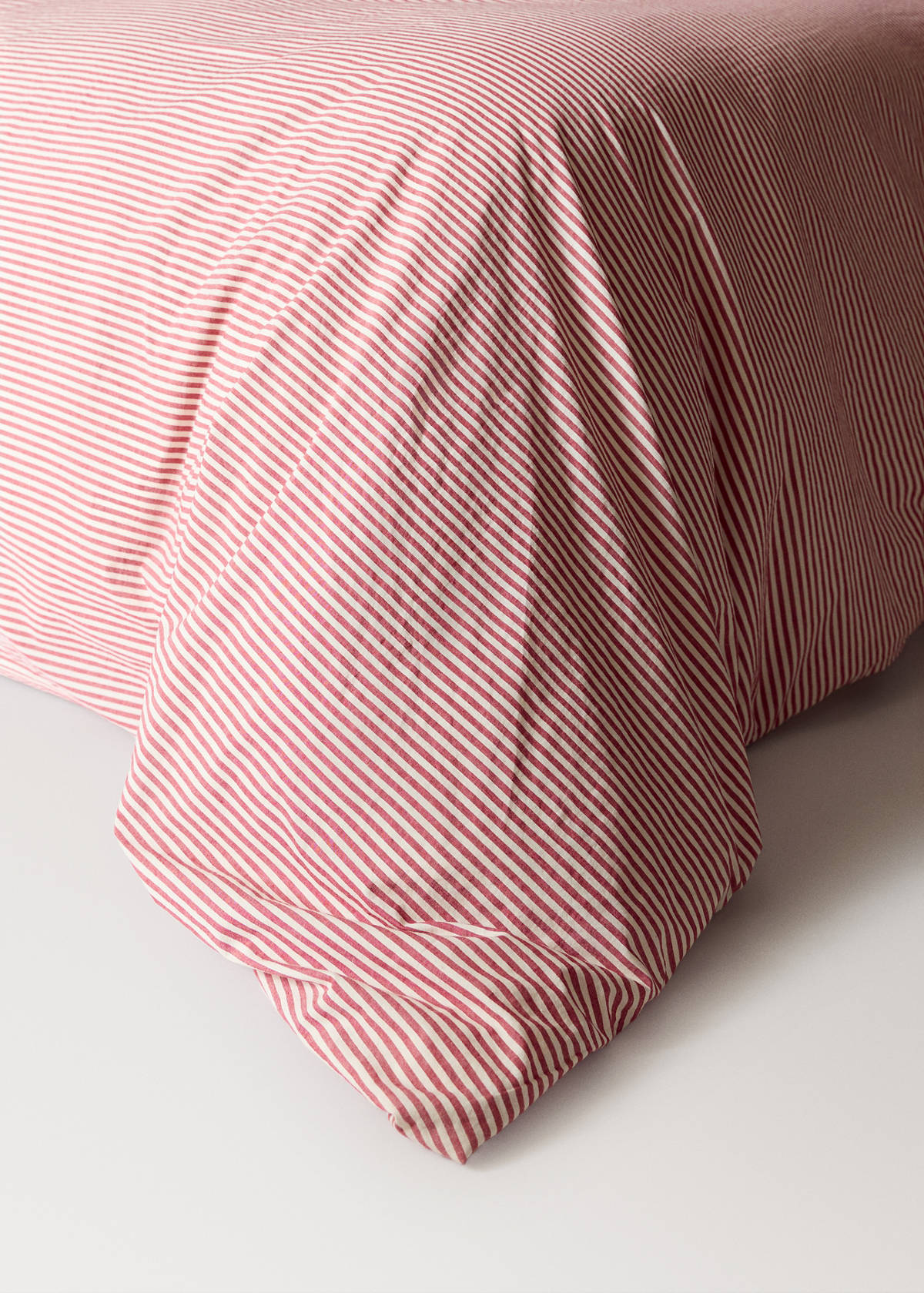 Striped cotton duvet cover Single bed — Red