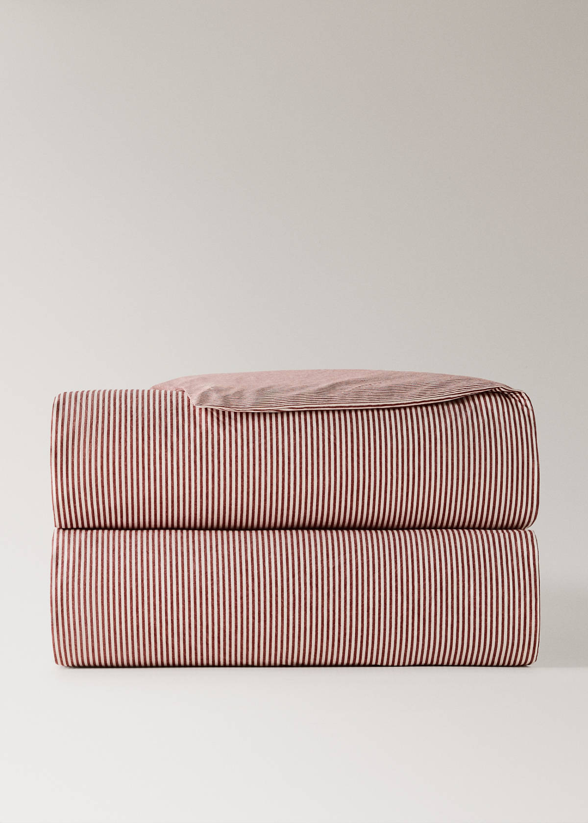 Striped cotton duvet cover Single bed — Red