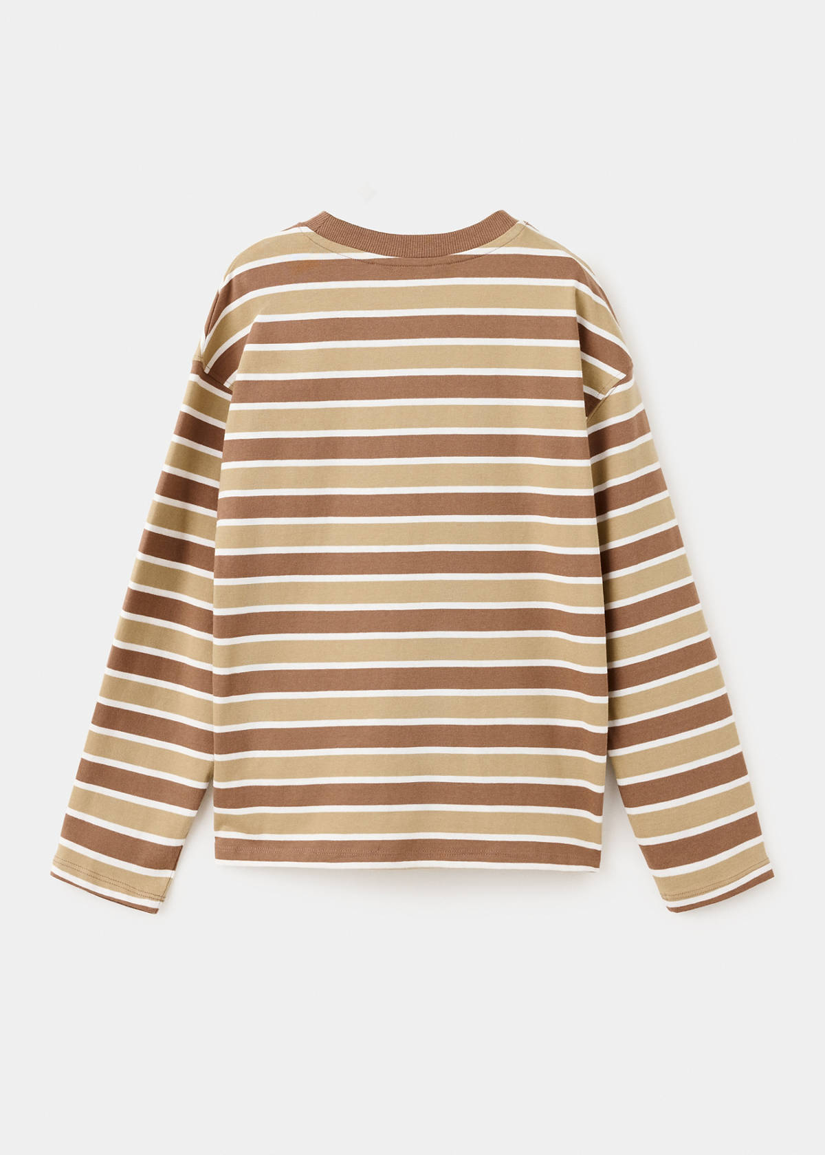 Striped cotton T-shirt — Coffee