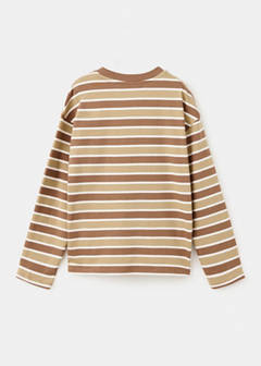 Striped cotton T-shirt — Coffee 5