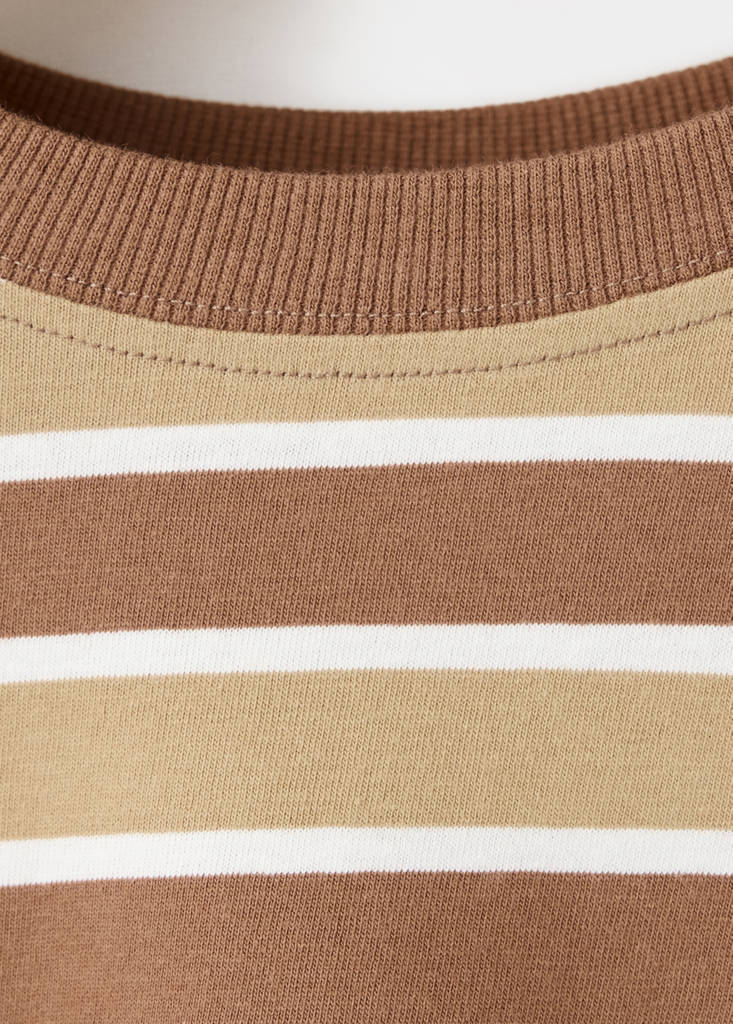 Striped cotton T-shirt — Coffee