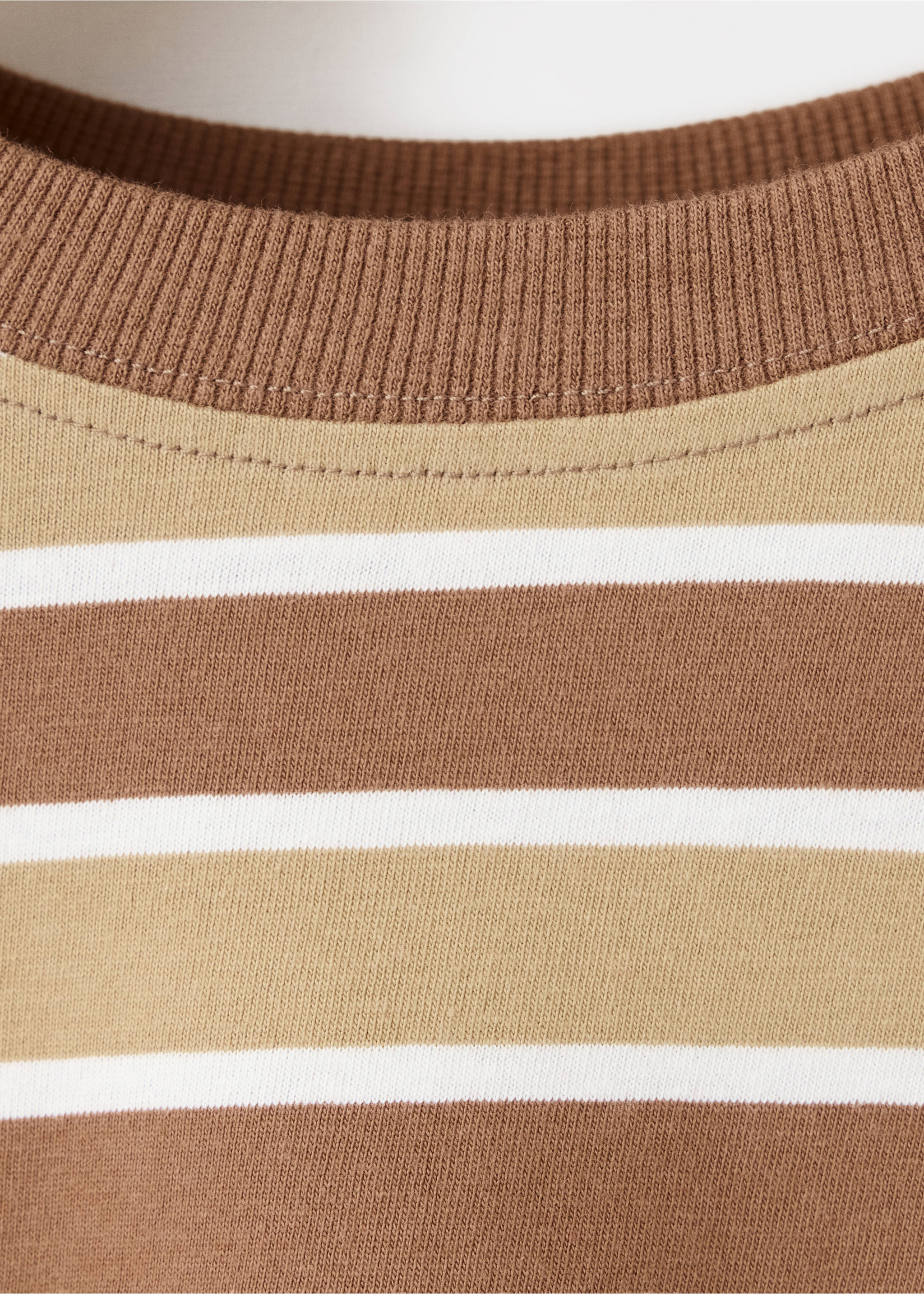 Striped cotton T-shirt - Details of the article 8, Coffee. Ref: 37016339-00.