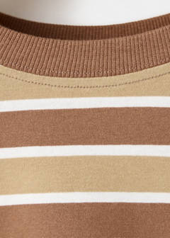 Striped cotton T-shirt — Coffee 4