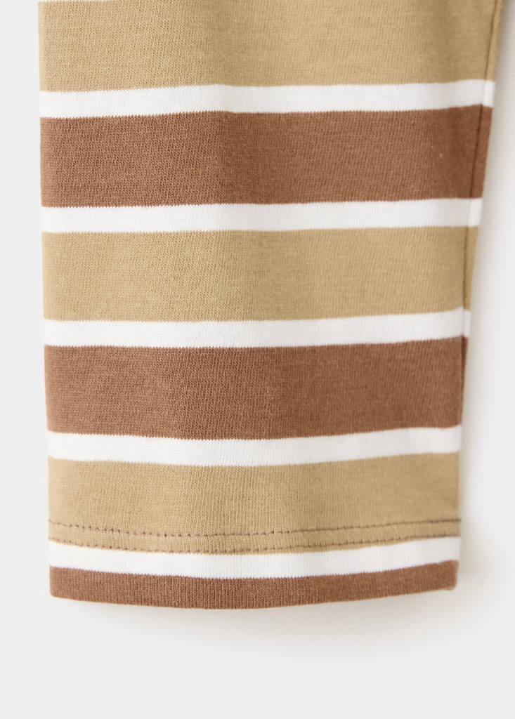 Striped cotton T-shirt — Coffee