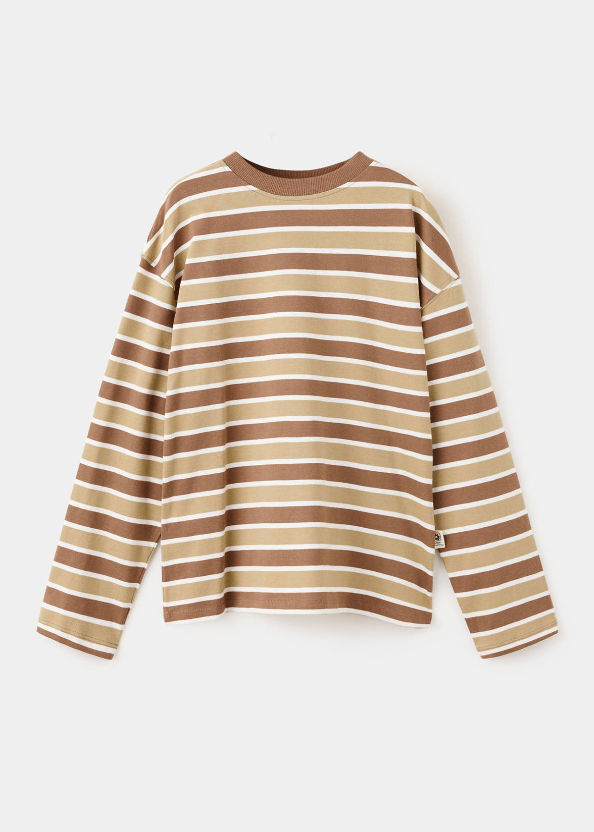 Striped cotton T-shirt — Coffee