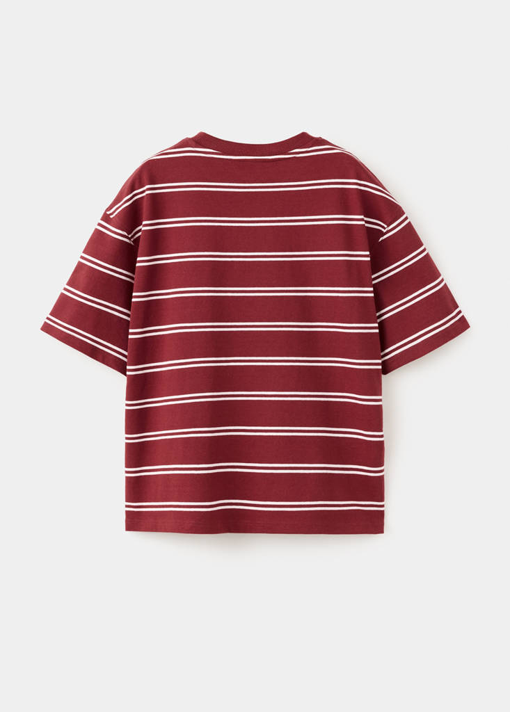 Striped cotton T-shirt — Maroon