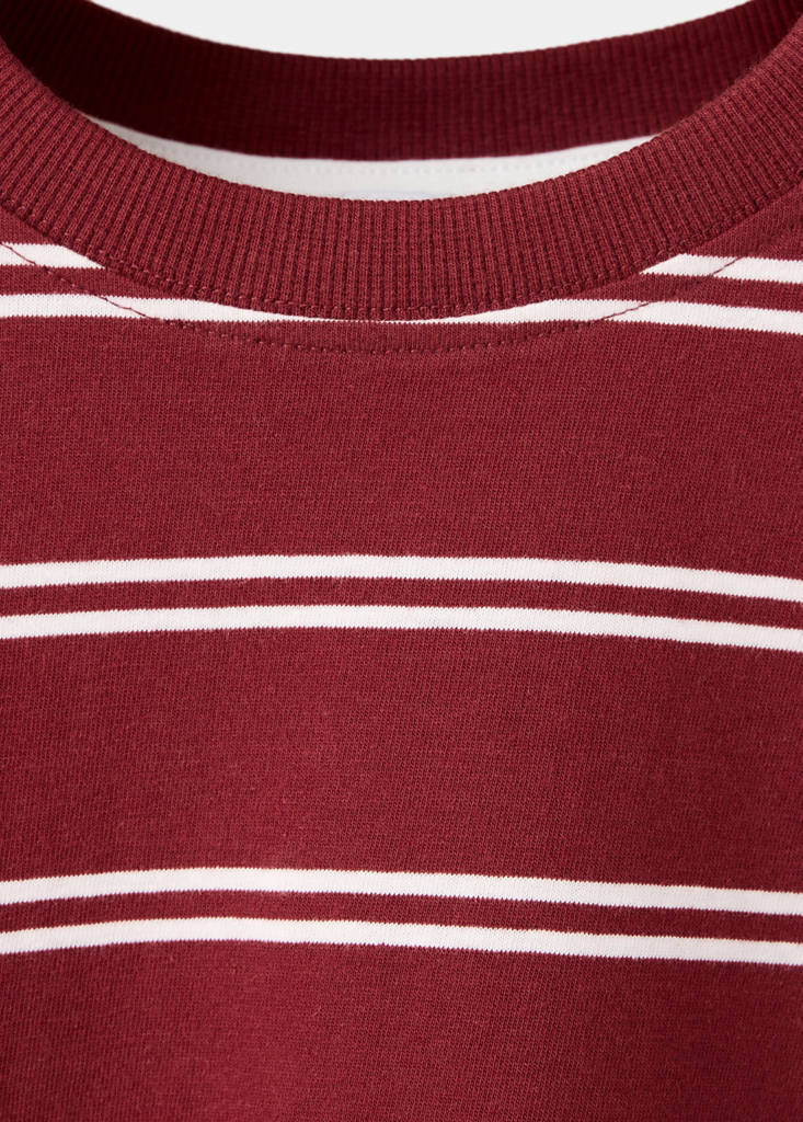 Striped cotton T-shirt — Maroon
