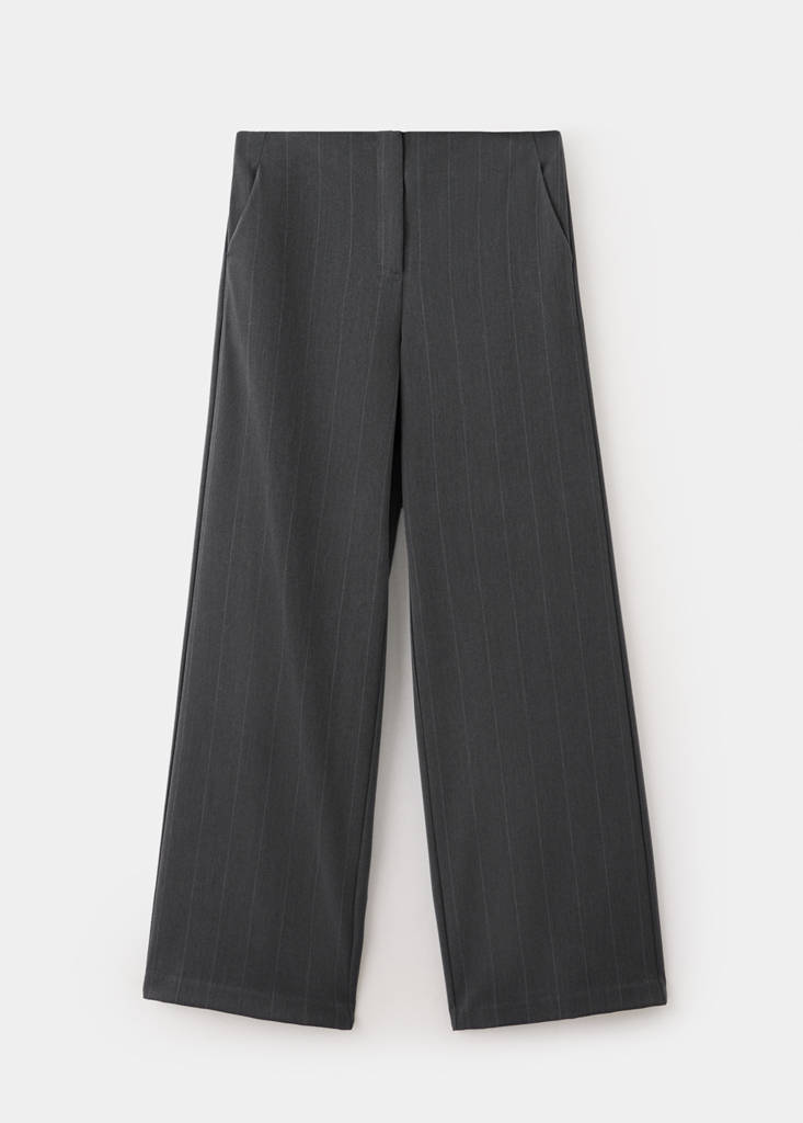 Pinstripe wide leg trousers — Grey