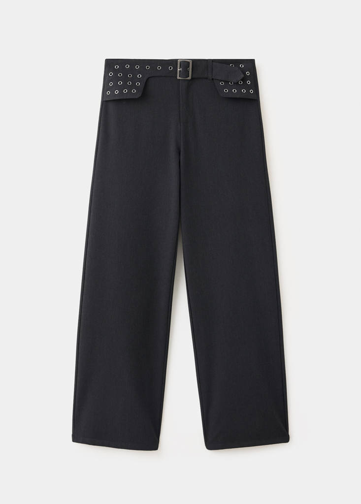 Eyelet trousers with belt - thumbnail 4
