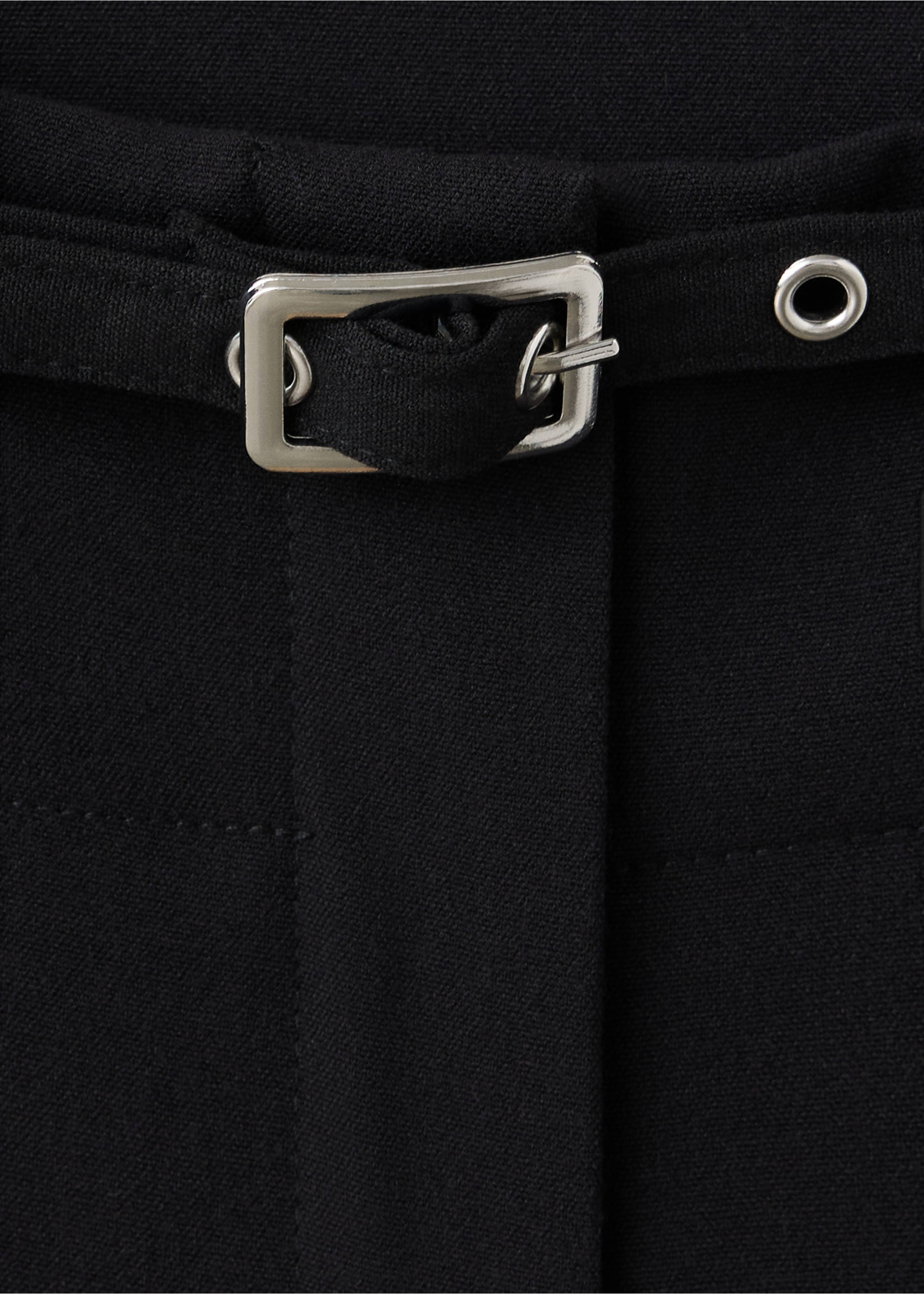 Belt straight-fit trousers - Details of the article 0, Black. Ref: 37016345-00.