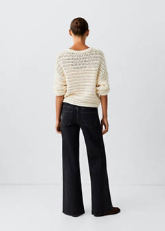Wide-leg jeans with eyelets — Black denim 3