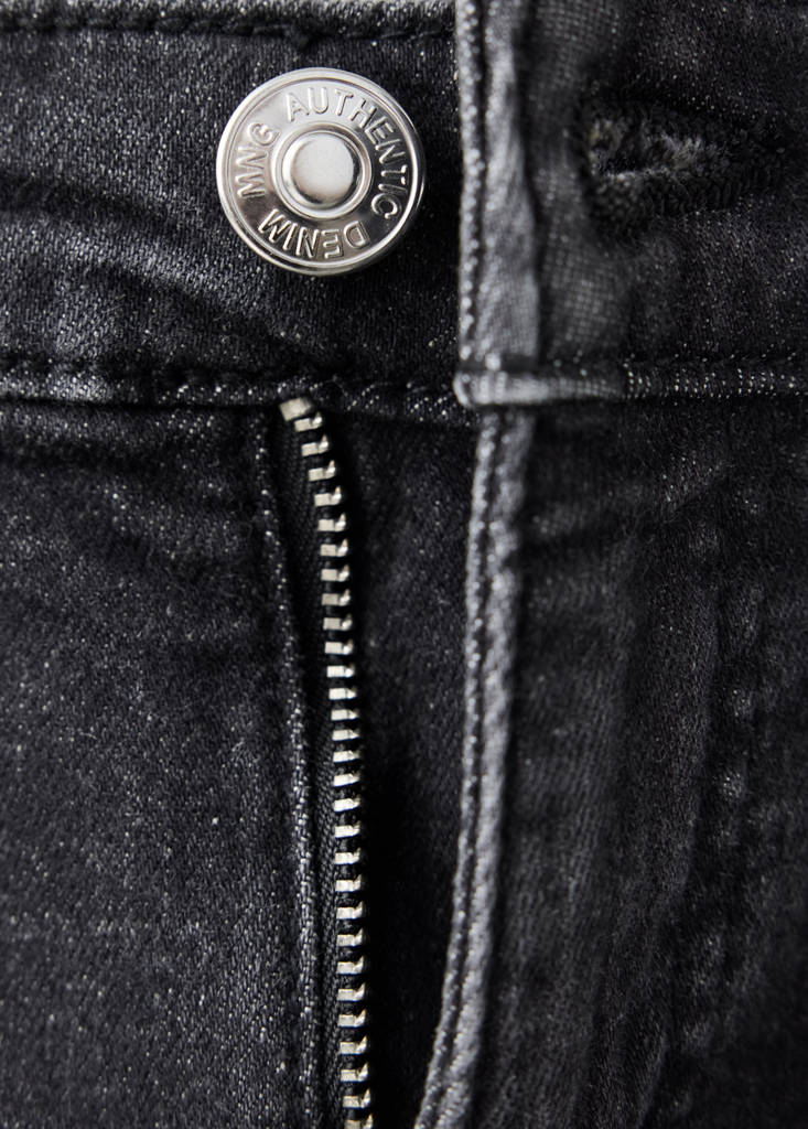 Wide-leg jeans with side eyelet details — Black denim