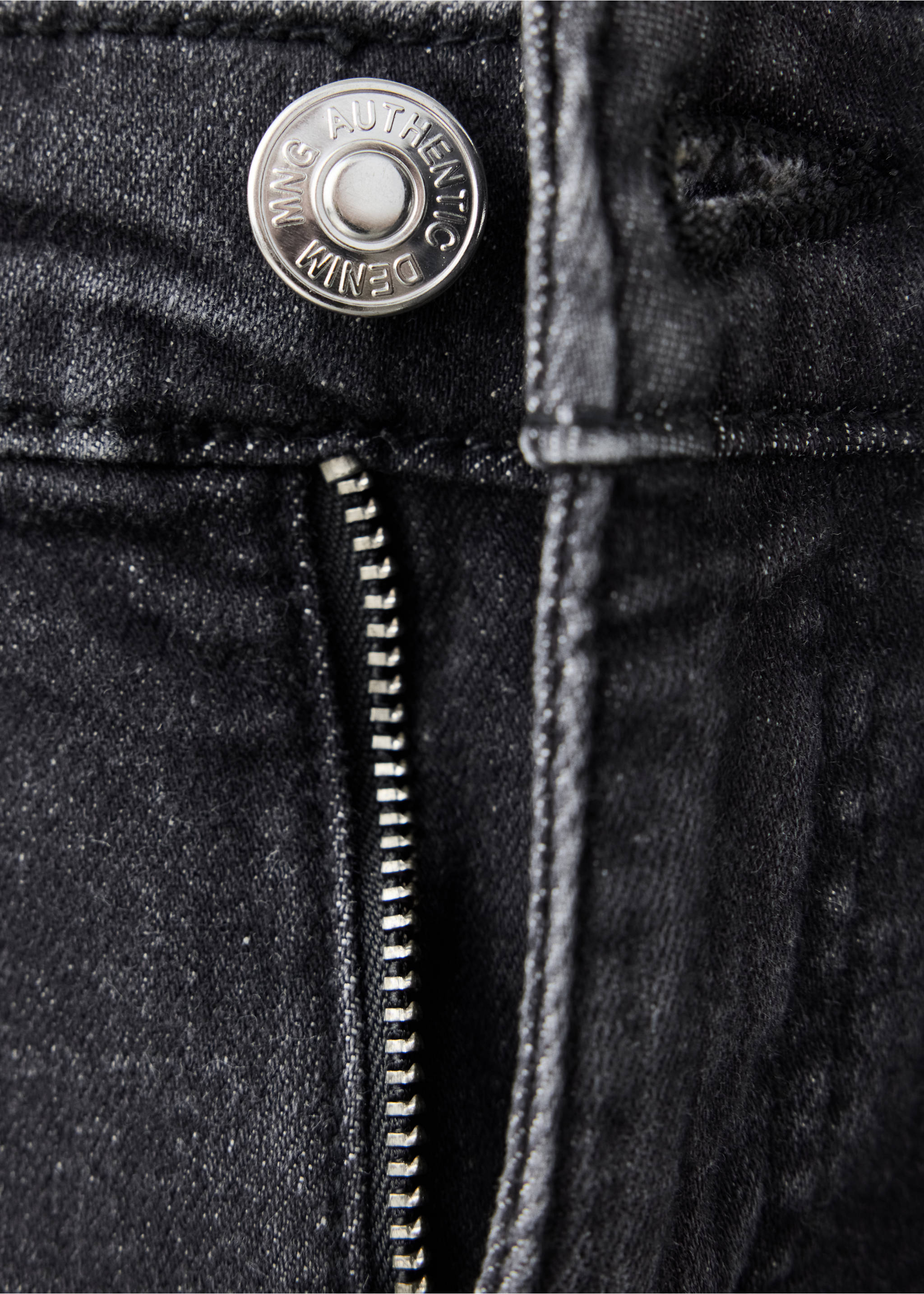 Wide-leg jeans with side eyelet detail - Details of the article 8, Black denim. Ref: 37016346-00.