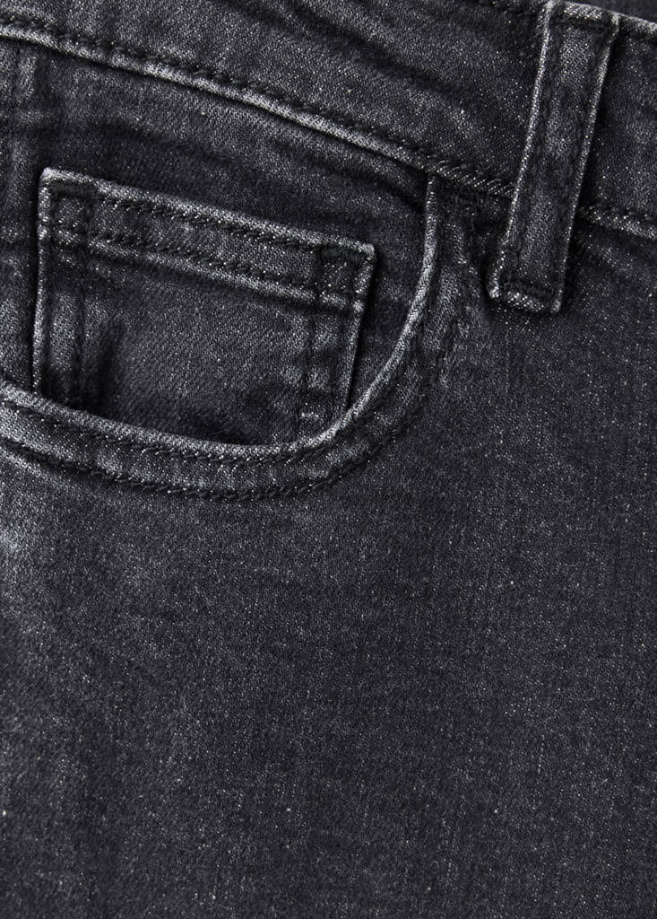 Wide-leg jeans with side eyelet details — Black denim