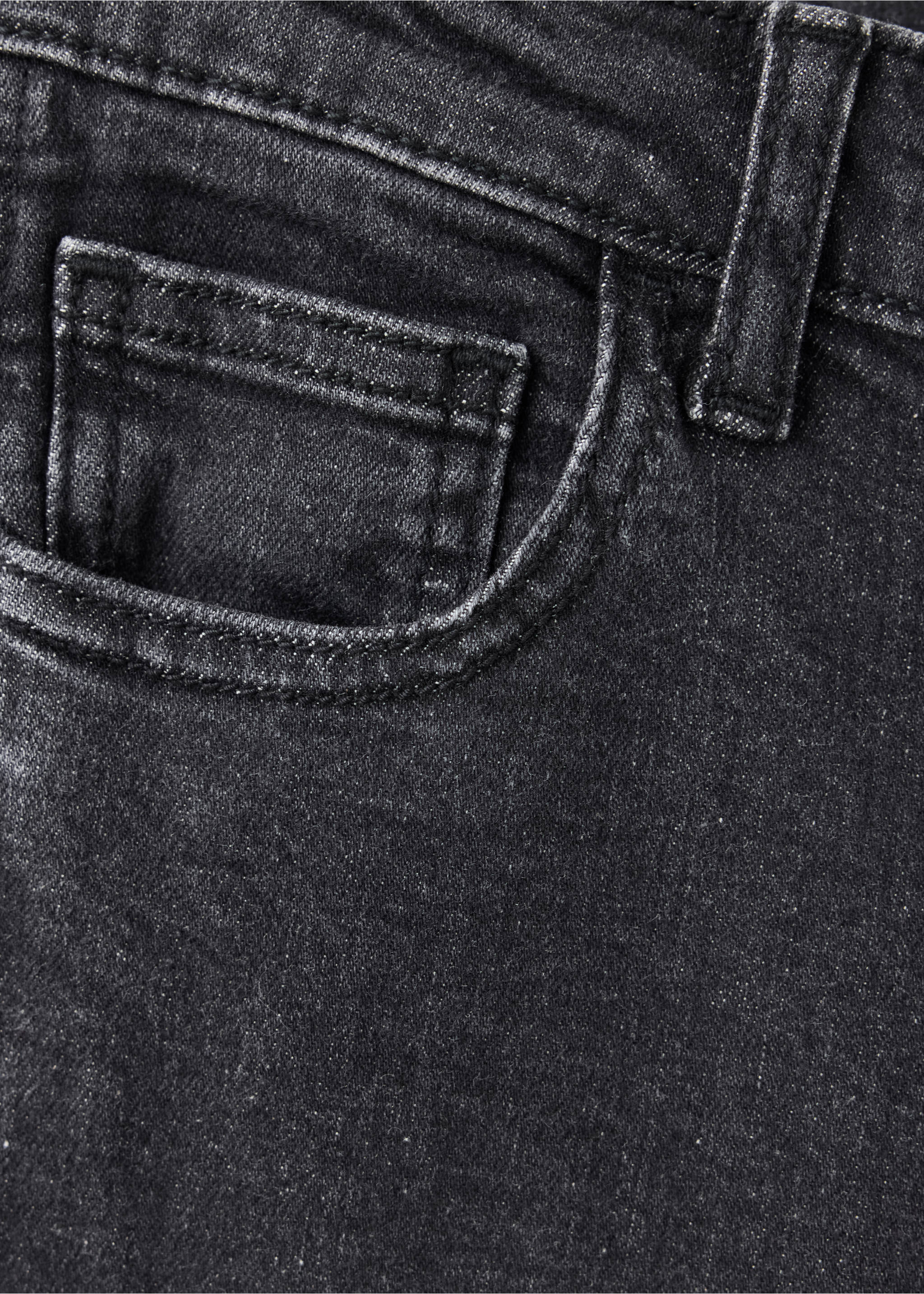 Wide-leg jeans with side eyelet detail - Details of the article 0, Black denim. Ref: 37016346-00.