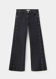 Wide-leg jeans with eyelets — Black denim 4