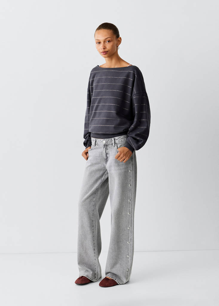 Straight-leg jeans with stud details — Denim Grey